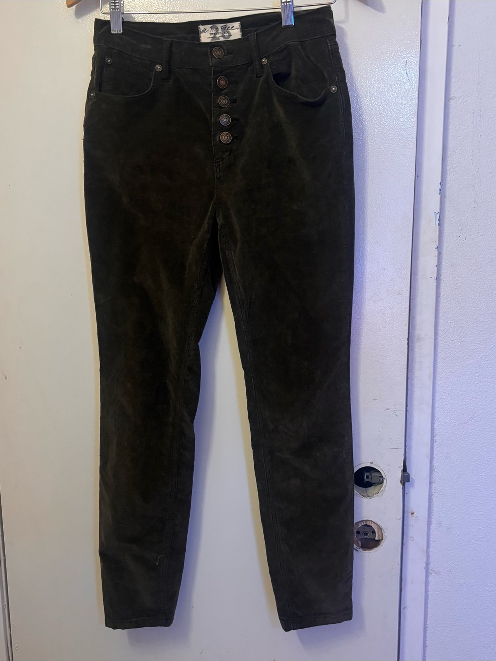 We The Free High-Rise Corduroy Jeans in Olive Green